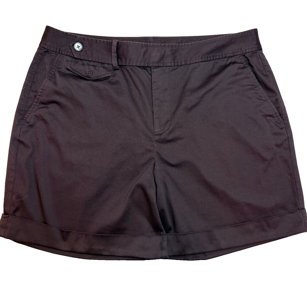 Lauren Ralph Lauren Chino Shorts Womens 14 Dark Brown Cuffed Leg NWOT